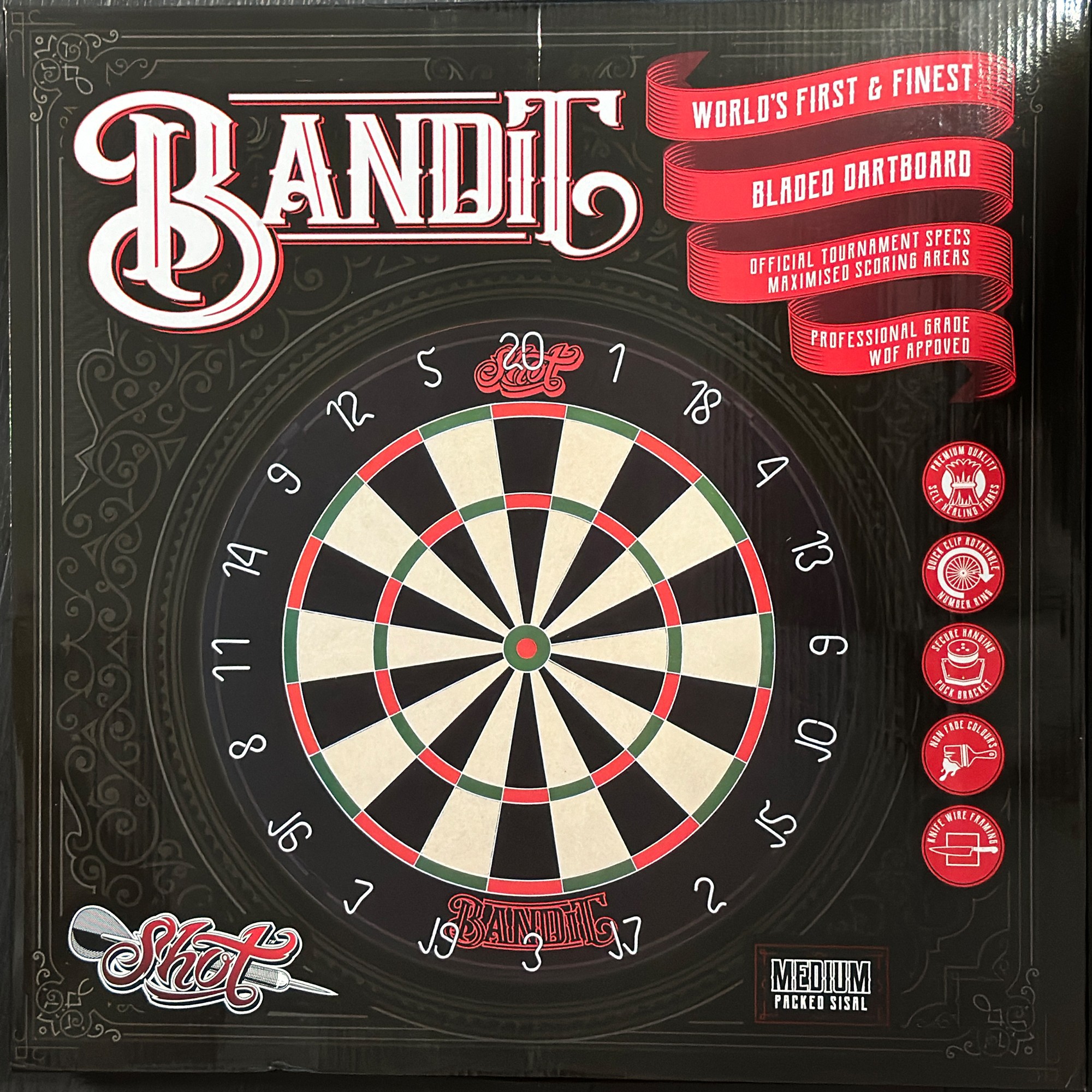Shot Bandit Dartboard mit der weißen Spinne