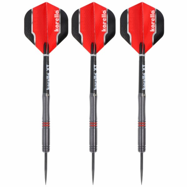 Steel-Dart-Set Fighter schwarz mit roten Rillen