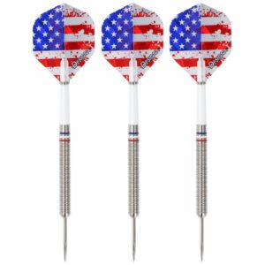 Weiß blau rot Steeldart-Set silber im USA Design