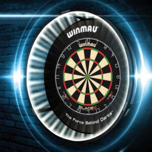 Komplett-Set Winmau Blade 6 Dartboard + Winmau Surround schwarz + Winmau Plasma Lichtring