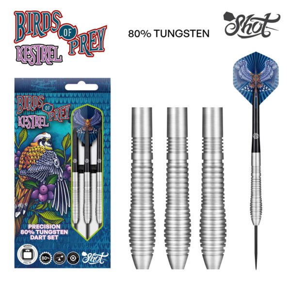 Shot Birds Of Prey Kestrel Steeldarts Set - 80% Tungsten 25g