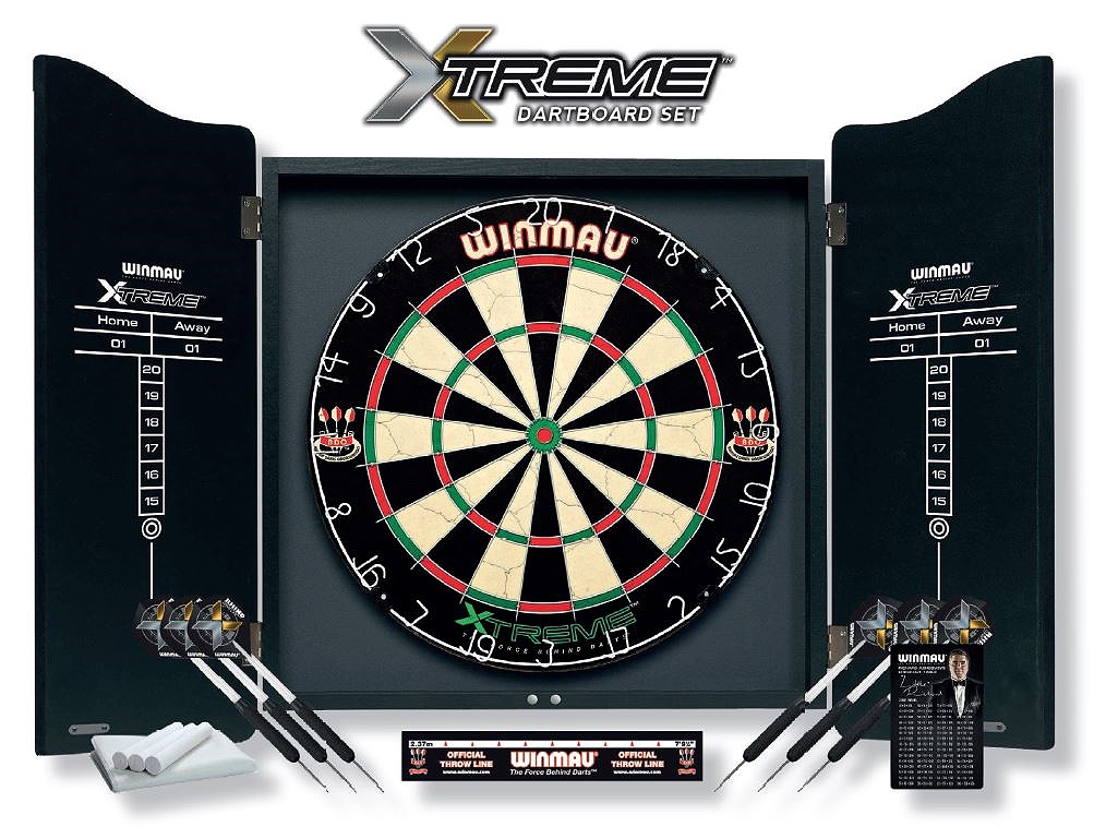 Winmau Dartboard Set ?XTREME? inklusive Cabinet